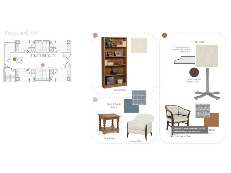 Corridor lounge concept with bookshelves, comfortable seating and bright residential details. Corridor lounge concept with bookshelves, comfortable seating and bright residential details.